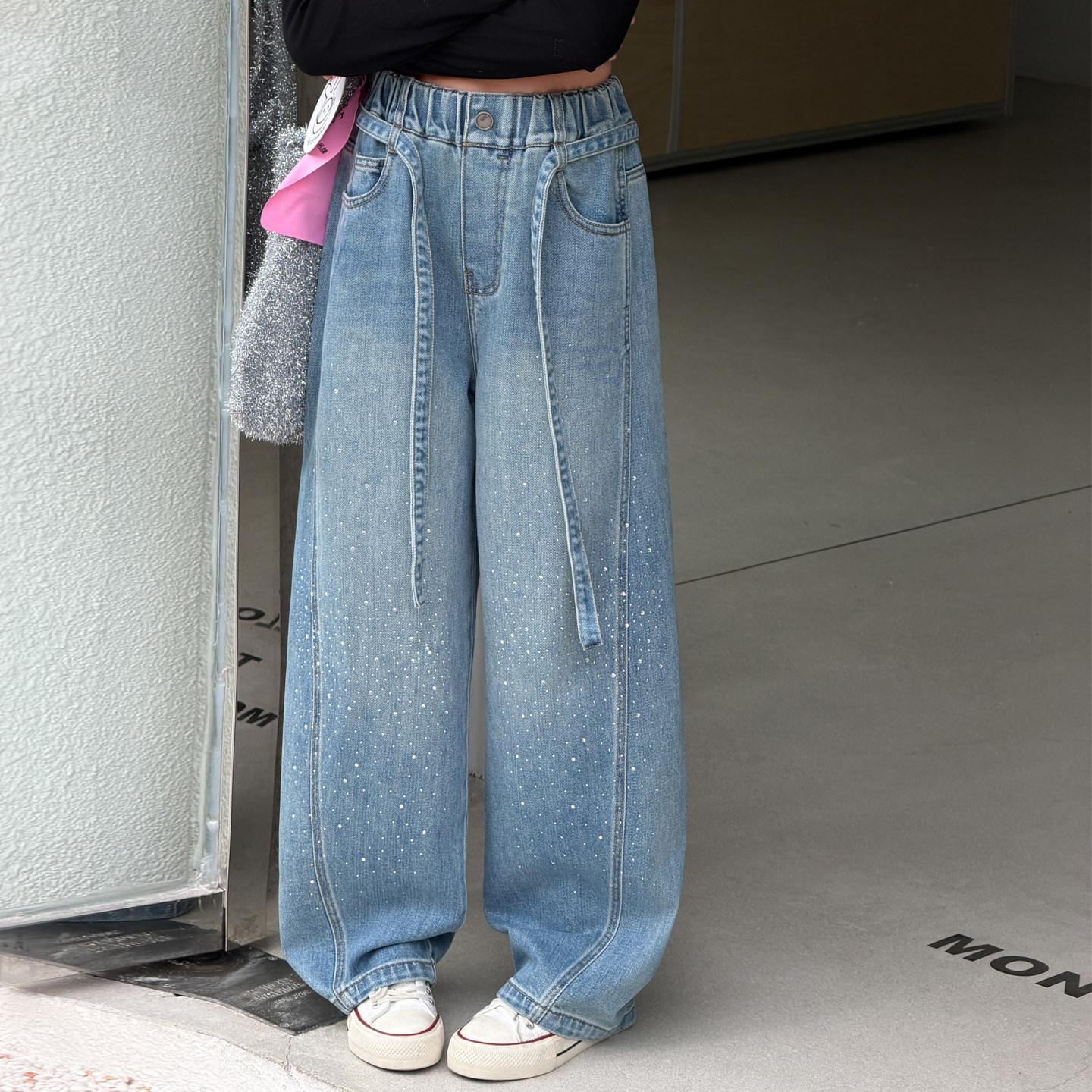 女童牛仔裤2026新款春装女孩酷飒炸街满天星烫钻长裤儿童裤子春秋,童装/婴儿装/亲子装,裤子,淘宝优惠券,粉丝福利购,淘宝优惠卷