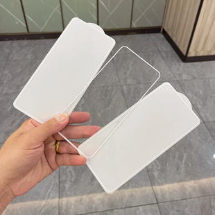 适用一加13T钢化膜全屏覆盖纯色白边OnePlus ACE5手机膜抗指纹防摔一加Ace5pro电镀钢化膜高清白边框无孔贴膜