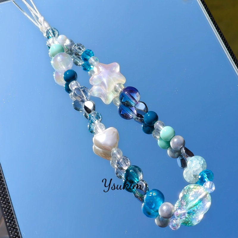 【月夏】时光海原创ins蓝色系海星diy串珠手腕手机链ccd挂绳挂饰