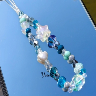 【月夏】时光海原创ins蓝色系海星diy串珠手腕手机链ccd挂绳挂饰