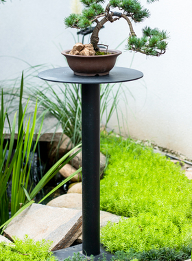 加强钢回纹花几中式铁艺黑色复古办公室内户外阳台花园绿植盆景架