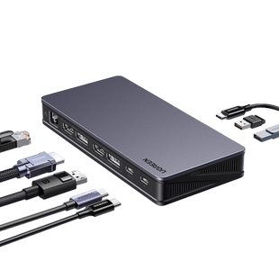 绿联三屏异显桌面拓展坞typec转HDMI扩展DP多屏显示displaylink投屏转换USB分线器多功能配件适用笔记本电脑