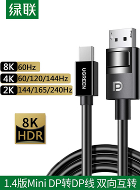 Greenlink Mini转Dp电缆版本1.4 8K高清240/144Hz Mini Displaypo