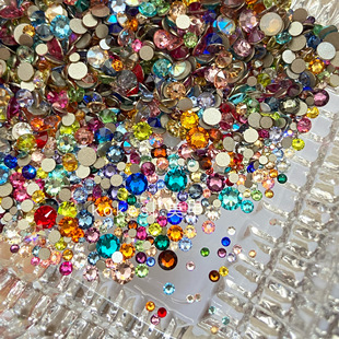 【施】正-品奥钻华子平底圆钻混色美甲手机美容镶钻小钻混装多色