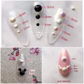 韩国进口珍珠 白色AB彩黑色半圆珍珠指甲DIY百搭饰品2mm3mm4mm5mm