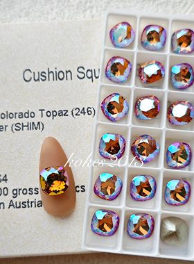[施]正品奥钻华子4470尖底肥方8mm特殊定制色浅黄水晶闪烁246SHIM