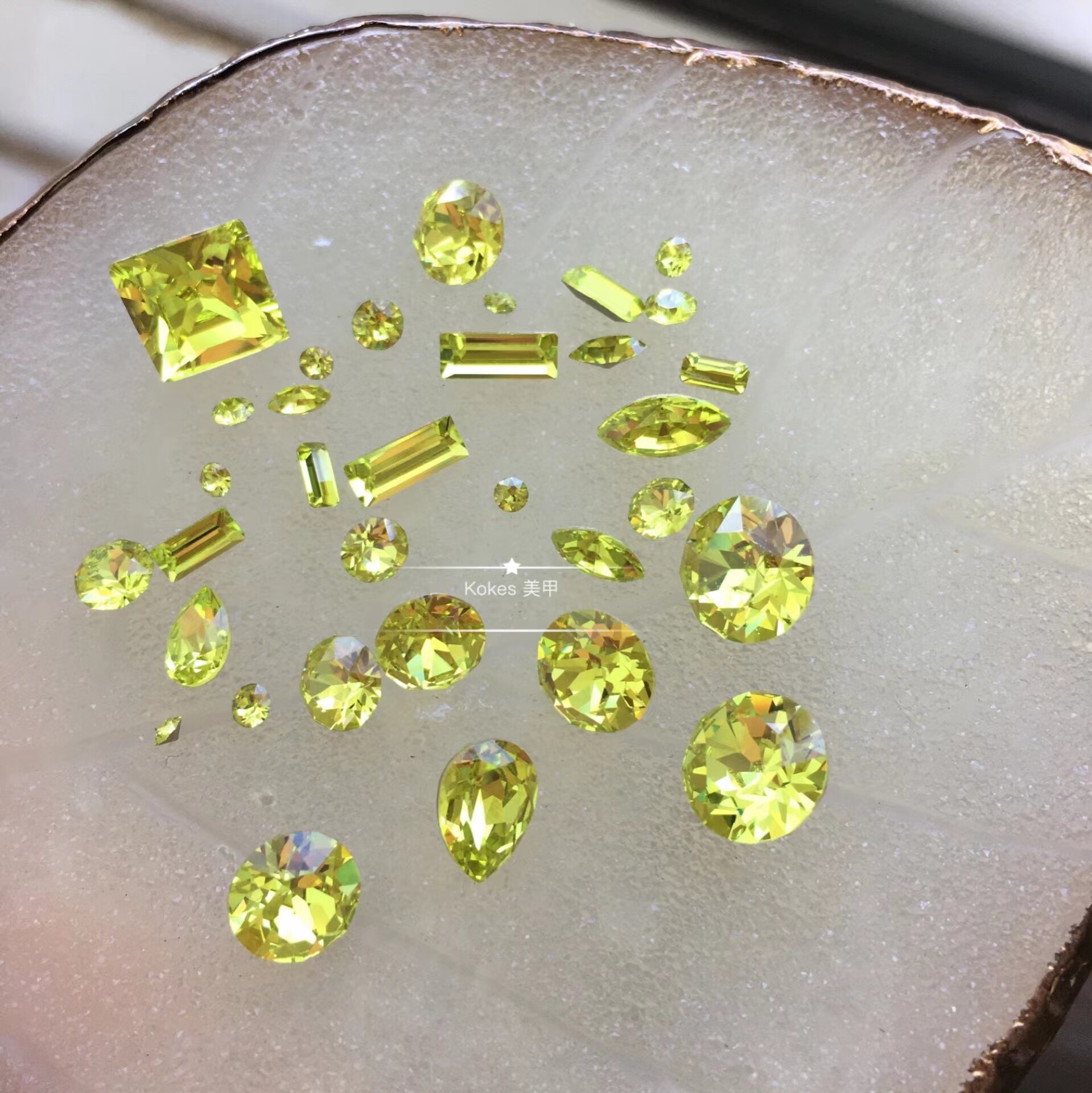 正品华子尖底钻桔梗绿337美甲钻