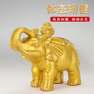 铜象摆件一对纯黄铜吸水大象客厅酒柜乔迁办公室店铺装饰工艺礼品