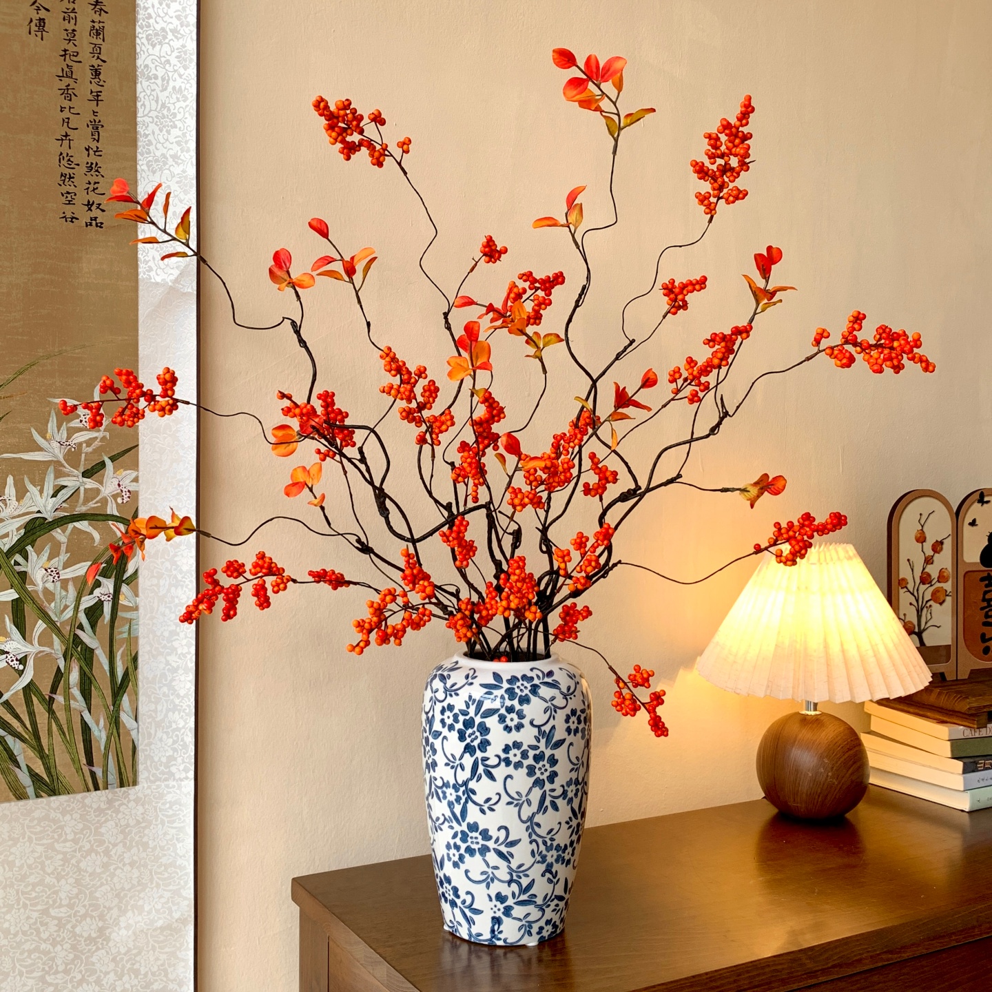 发财果红果仿真花假花摆设高级感逼真客厅新年装饰品年宵花艺摆件