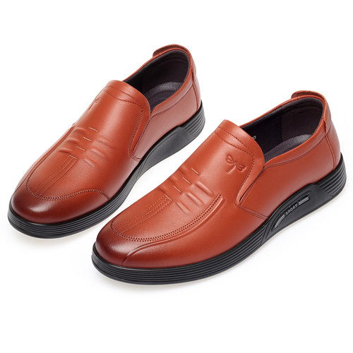 红蜻蜓男鞋正品商务休闲男士真皮软皮软底爸爸鞋防臭驾车皮鞋男77