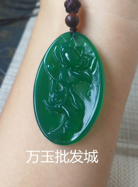 天然玛瑙玉佩项坠花开富贵毛衣链