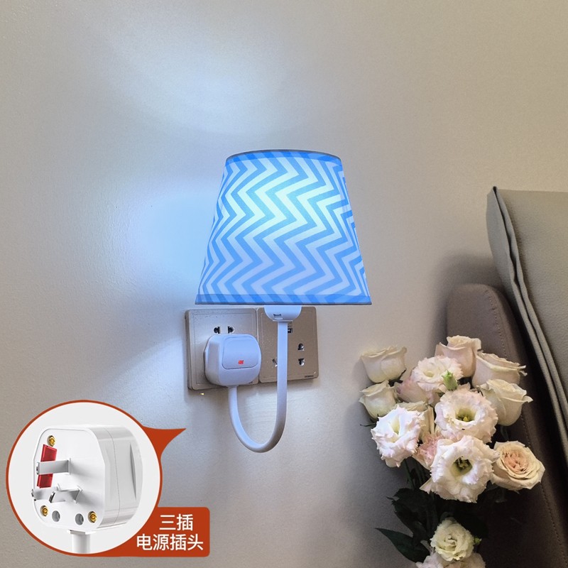 简约插座式led免布线打孔壁灯插电开关小夜灯遥控调光卧室床头灯