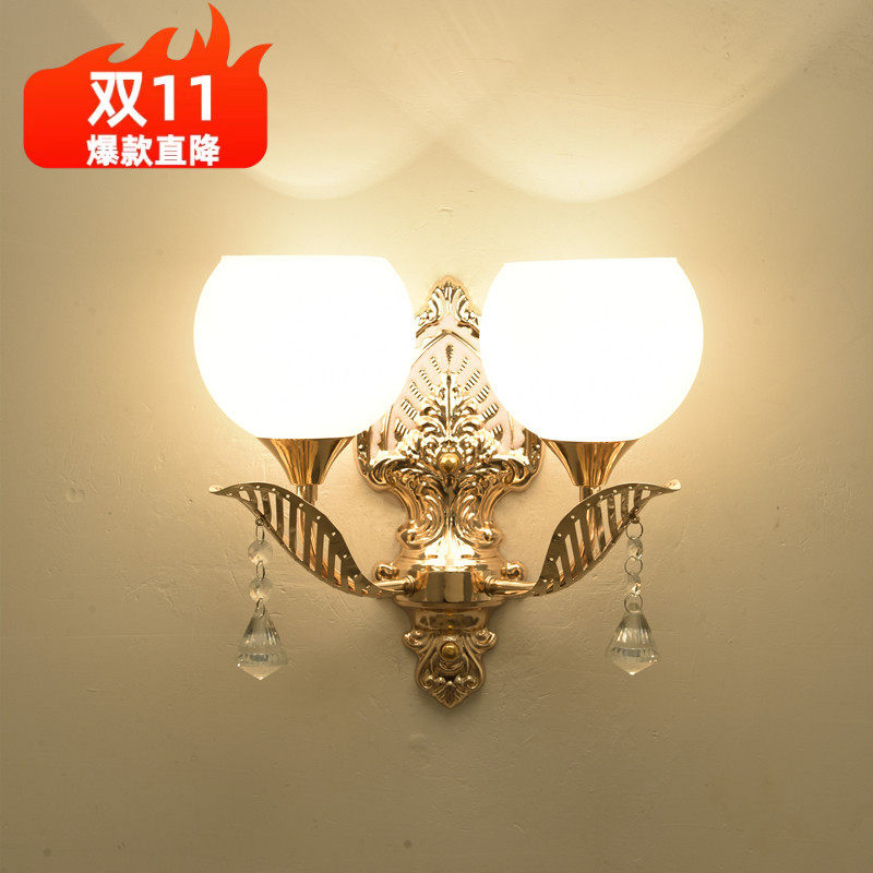 金色壁灯卧室现代简约客厅墙壁灯欧式楼梯过道led遥控房间床头灯