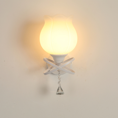 奶油风白色led带遥控床头墙壁灯