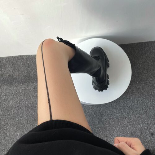 前后两穿竖线丝袜虾线欧美风复古经典黑丝性感显瘦透肉打底连裤袜 - 封面