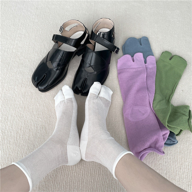 吾等是猫 分趾袜短款薄卷边糖果色可爱韩国东大门ins博主猪蹄袜女