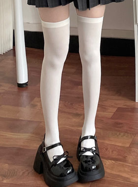 k制服袜高筒秋冬天鹅绒奶白
