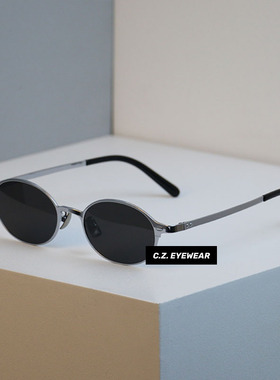 CHOZEN/高品质钛架超薄椭圆框轻奢太阳眼镜高级质感墨镜防紫外线