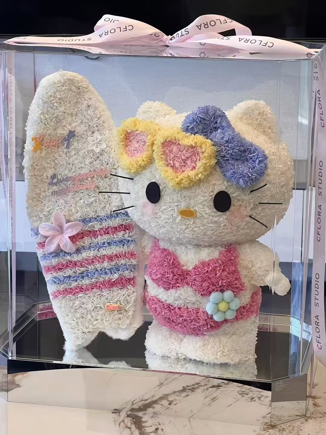 hellokitty永生花亚克力上海同城送女朋友生日花店苏州无锡杭州