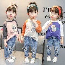 上衣百搭2女童T恤潮纯棉春季 洋气 4女宝宝打底衫 3岁长袖 女宝1 秋装