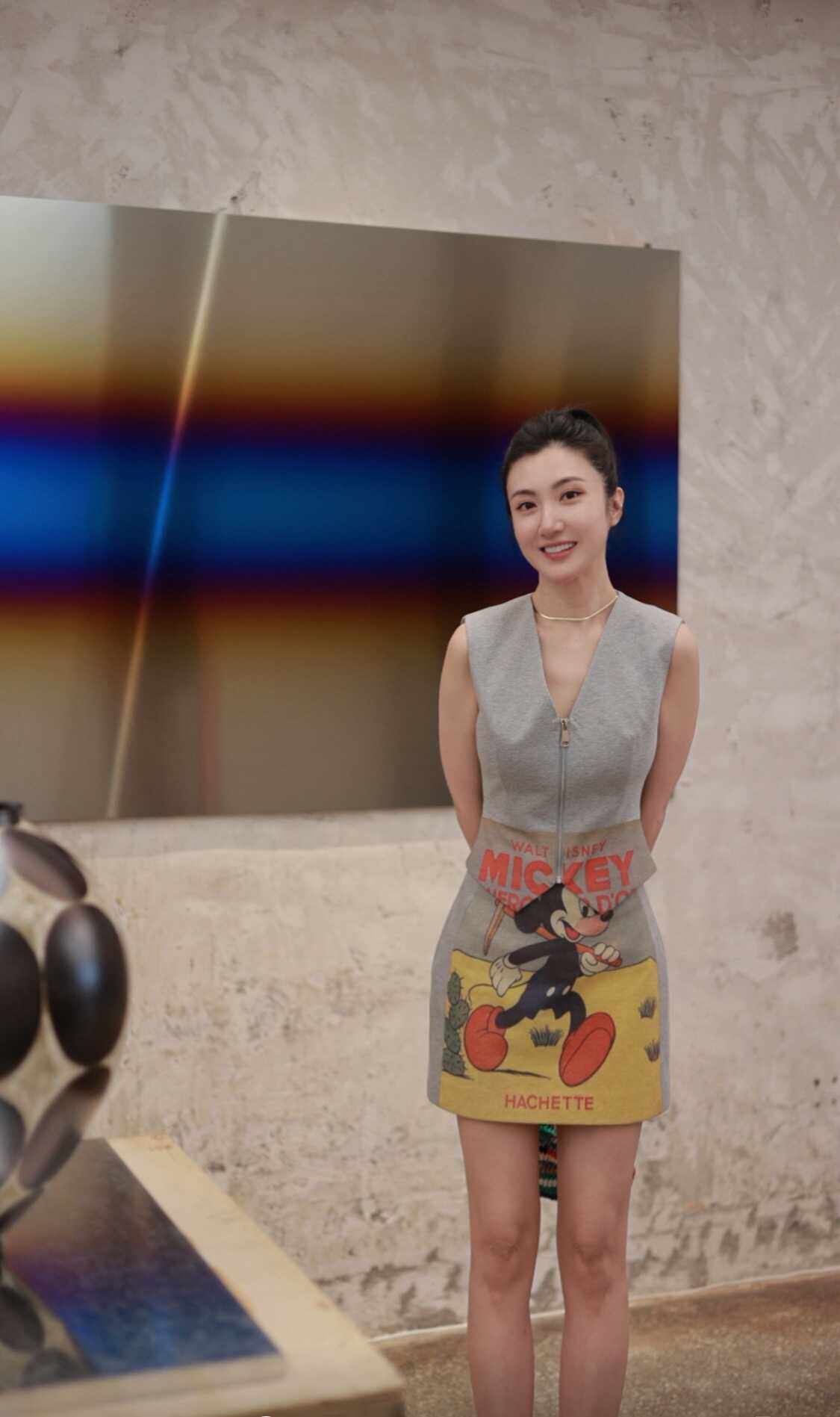 小壁虎壁虎服饰油画印花半裙25年夏季新款女士短裙灰色马甲套装