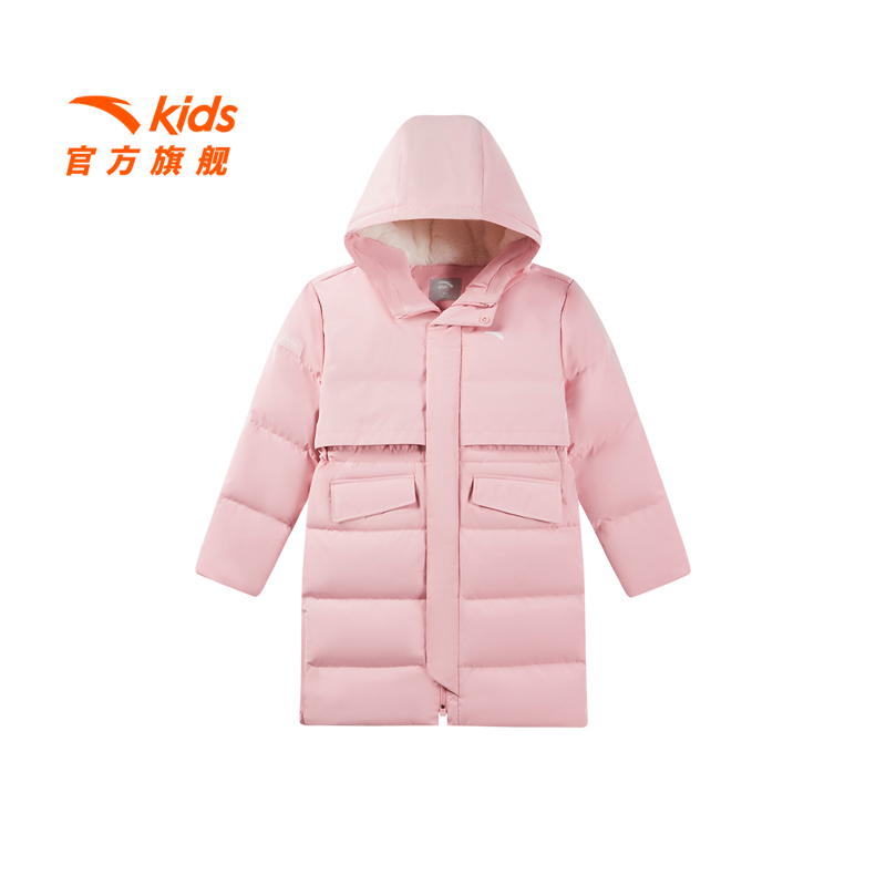 安踏儿童中长款女大童四防羽绒服