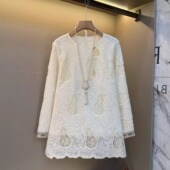 欧货大码 气质洋气轻奢高级感蕾丝上衣胖MM国风葫芦刺绣别致衬衫 女