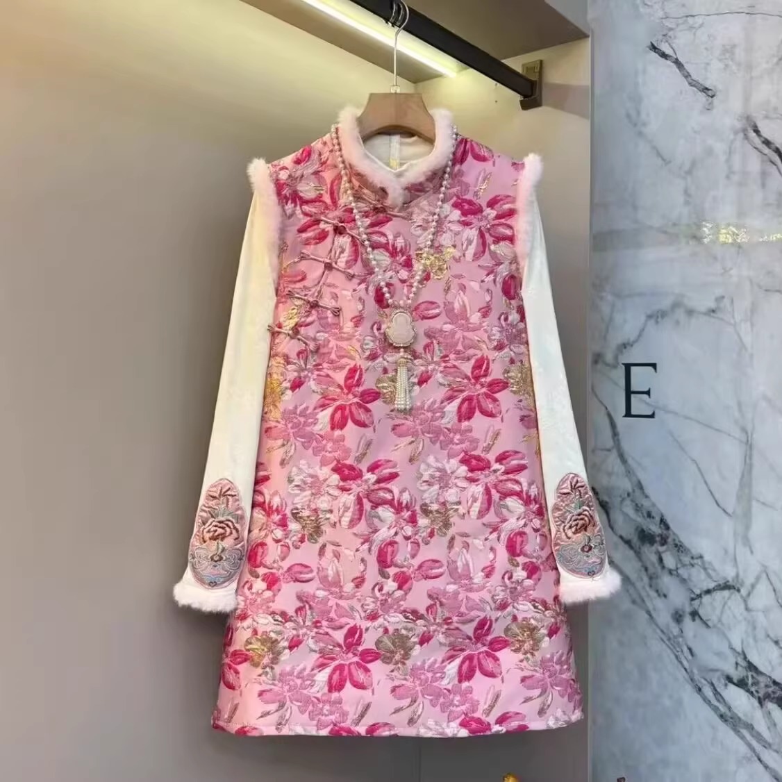 其它大码胖MM国风复古马甲裙套装