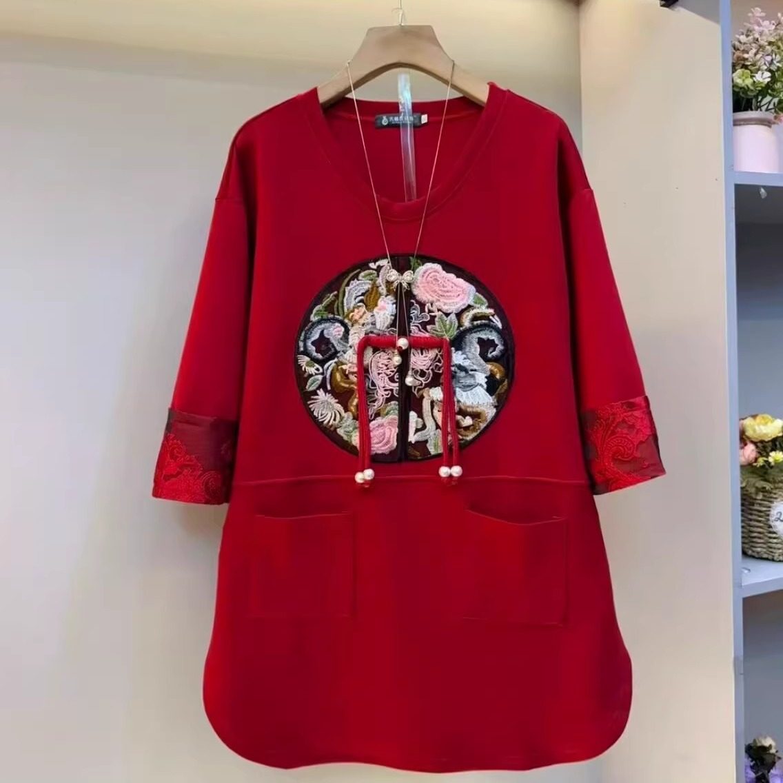 新中式国风冬季新款25新年款复古刺绣设计感宽松百搭显瘦上衣大衫,女装/女士精品,大码内搭,淘宝优惠券,粉丝福利购,淘宝优惠卷