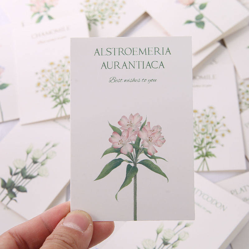 ins风精致花束生日贺卡鲜花店花卡祝福花艺卡片简约高级手写