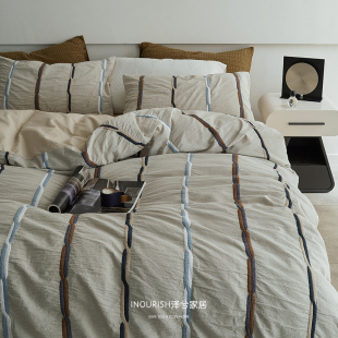 床单被套春秋款 床品 全棉纯棉2025新款 简约ins风水洗棉床上四件套