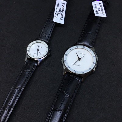 全新宝石花白色真皮古董表