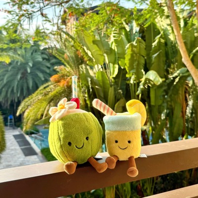 Jellycat趣味椰子柠檬汽水珊瑚新