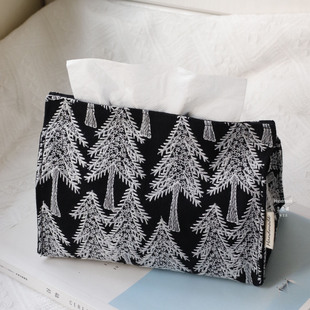 原创蝴蝶刺绣棉麻布艺纸巾盒抽纸盒纸巾袋皆川明家用客厅餐纸收纳