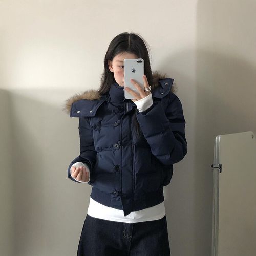 南区菲奥娜大毛领藏青色