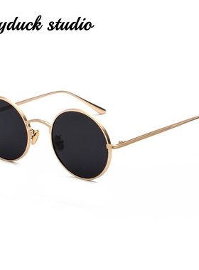 太阳眼镜蛤蟆镜高级感金属圆框架