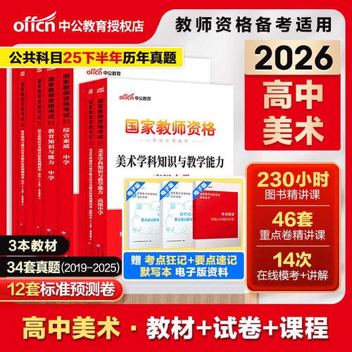 中公高中美术教资考试资料中学2026教师证资格用书2025教师证资格考试用教材综合素质教育知识与能力历年真题预测试卷教师证