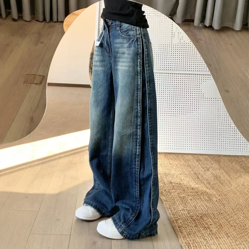 美式复古高腰直筒阔腿垂感牛仔裤女百搭显瘦新款松弛感拖地裤子,女装/女士精品,卫裤,淘宝优惠券,粉丝福利购,淘宝优惠卷