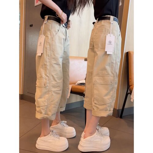 美式工装薄款休闲牛仔裤女2026夏季新款高街显瘦酷飒风九分直筒裤