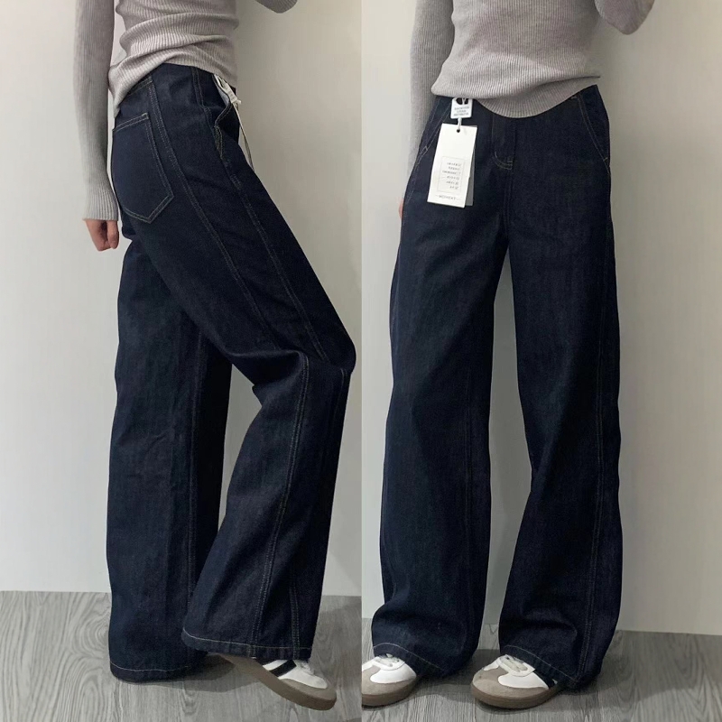 宽松牛仔裤高腰牛仔裤休闲长裤子