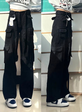 宽松款常规高腰牛仔裤牛仔长裤子