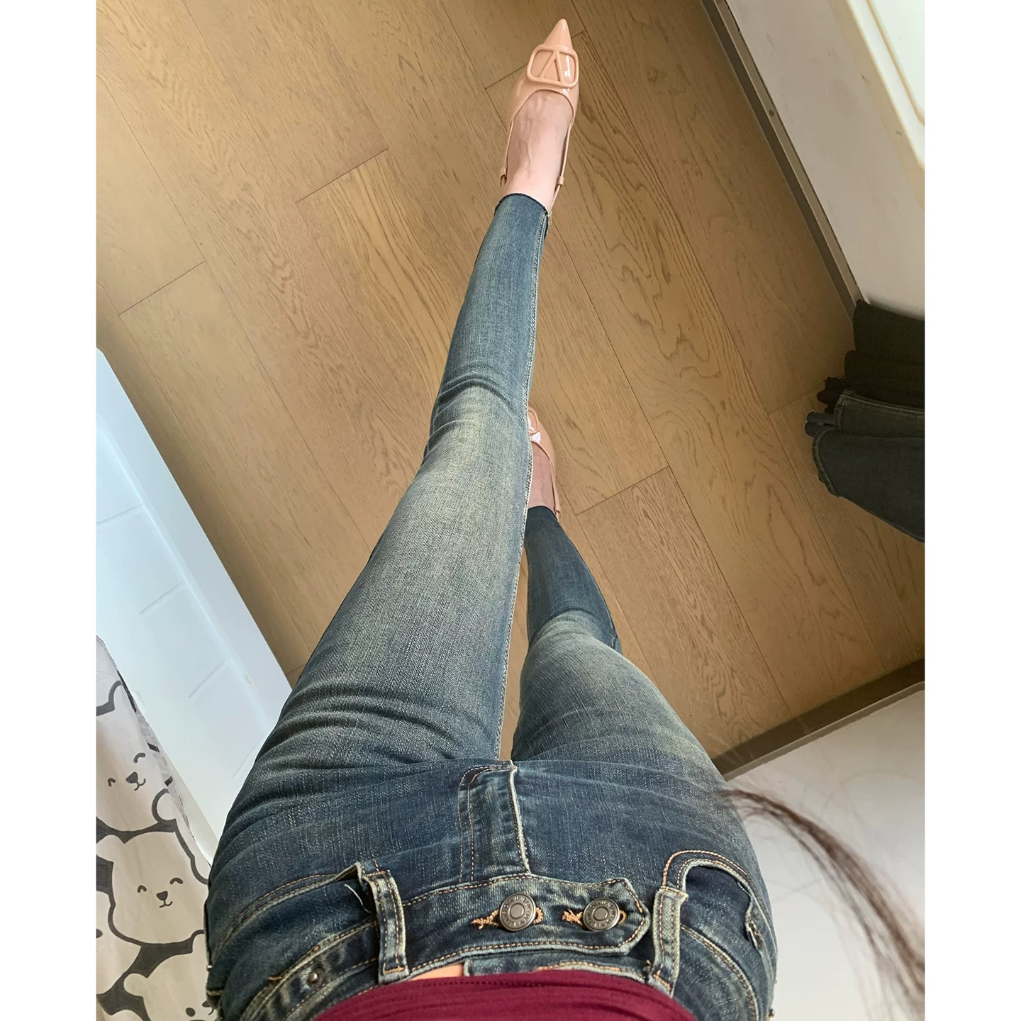 美式复古蓝高腰紧身弹力小脚牛仔裤女2026秋季新款显瘦铅笔长裤子