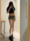 辣妹性感低腰牛仔超短裤 显瘦包臀阔腿热裤 女2026夏季 修身 新款 美式