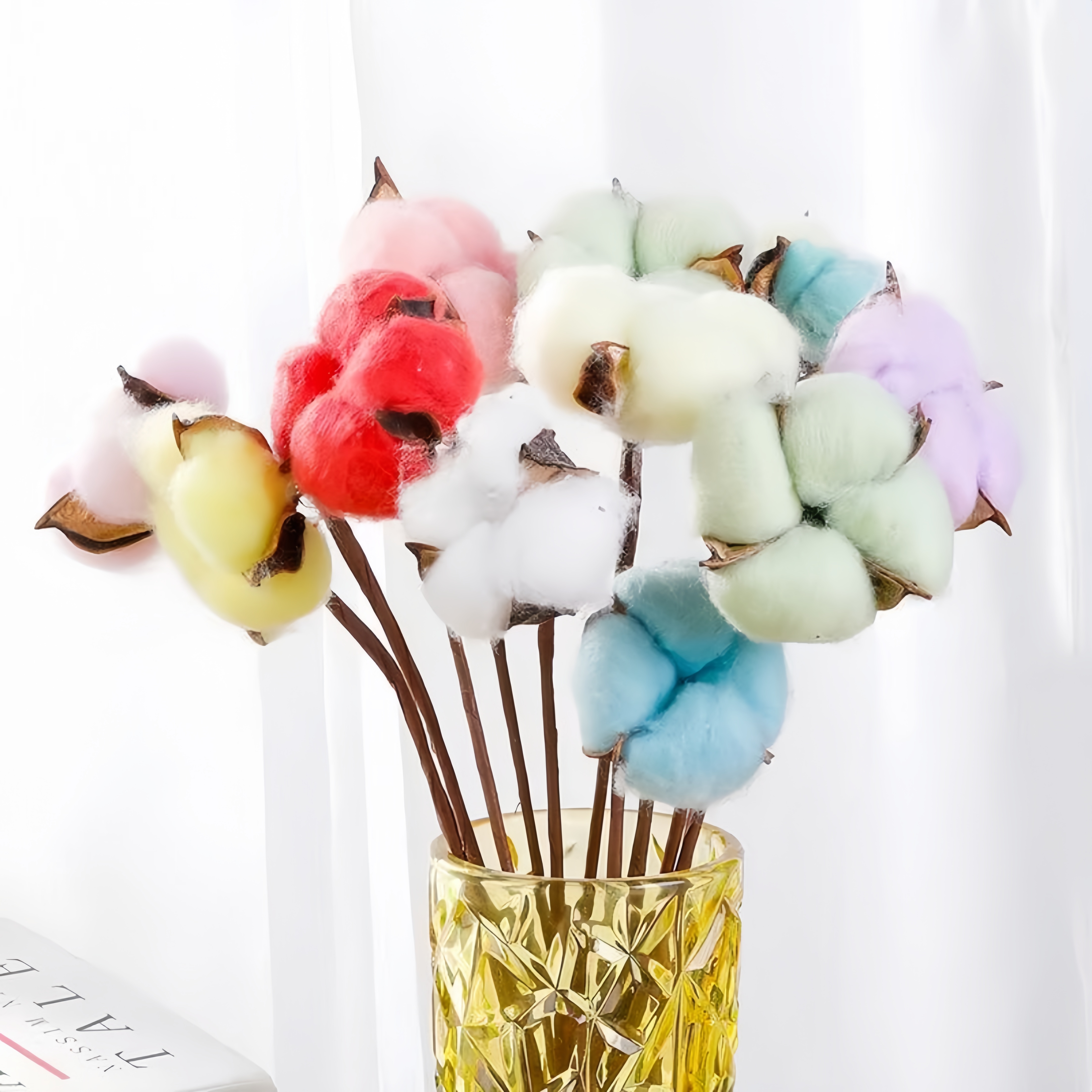 圣诞节装饰材料白色彩色棉花摄影道具DIY永生花艺材料多色棉花头