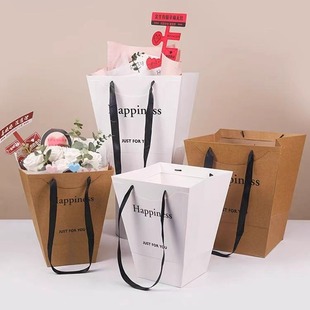 新款牛皮梯形信封手提袋情人节鲜花包装袋大号花束手提袋包装袋