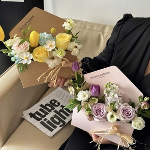 新品母亲节永生花鲜花插花盒创意春日来信花艺信封袋DIY花店资材