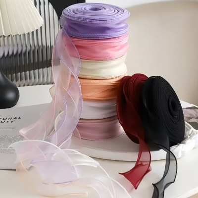 4cm纯色鱼尾纱带40码大卷波浪纱花艺蝴蝶结绑带礼品礼盒包装丝带