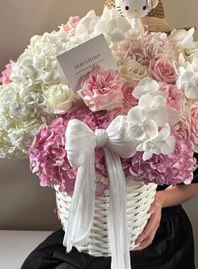 新款diy花束花艺资材手工抱抱桶装饰摆件仿藤手工编织抱抱花篮