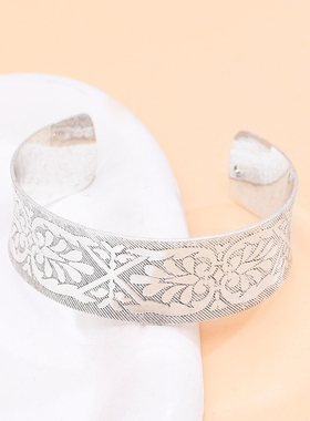 新款民族风复古银色开口款手镯