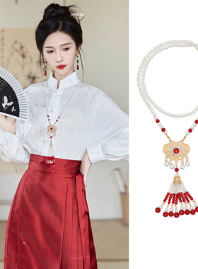 古风汉服璎珞项链平安扣流苏饰品